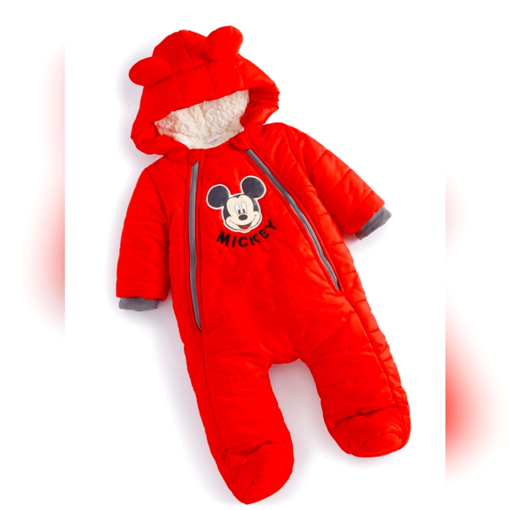 🆕 DISNEY Baby Mickey Puffer Footed Pram Coverall 3-6 months.